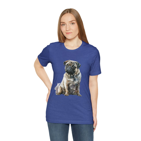Loving Pug in Watercolor - Short Sleeve Tee